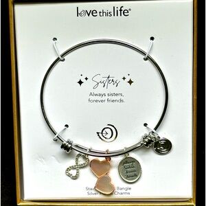 NEW "Sisters" Silver Charm Bracelet